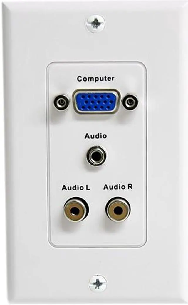 Main image of StarTech.com VGAPLATERCA 15-Pin Female VGA Wall Plate with 3.5mm and RCA -White