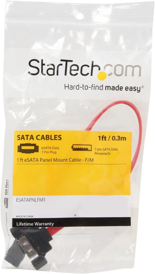 Alt view image 3 of 3 - StarTech.com ESATAPNLFM1 1 ft. eSATA Panel Mount Cable Female to Male