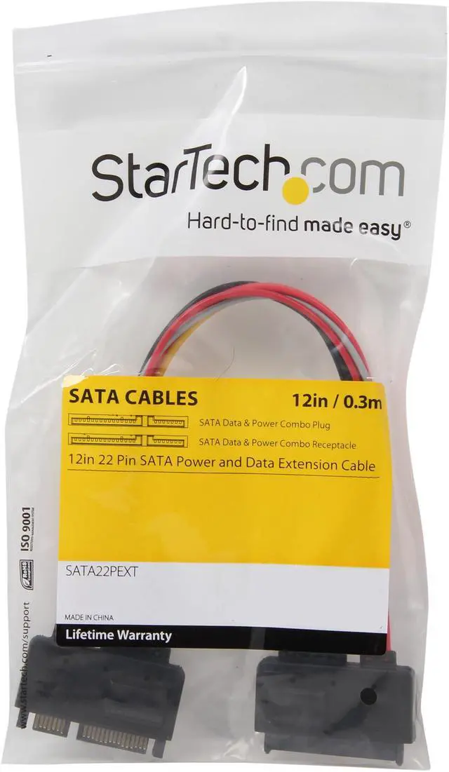 Alt view image 3 of 3 - StarTech.com SATA22PEXT 1 ft. 22 Pin SATA Power and Data Extension Cable