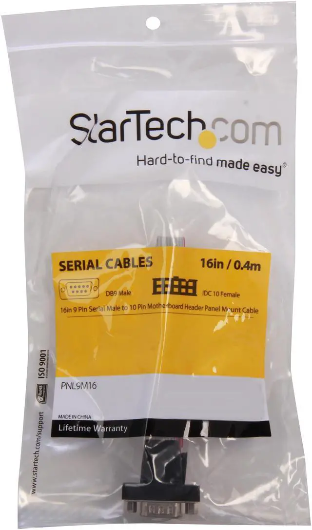 Alt view image 3 of 3 - StarTech PNL9M16 9 Pin Serial Male to 10 Pin Motherboard Header Panel Mount Cable