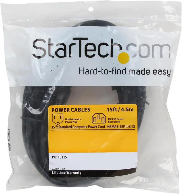 Alt view image 3 of 3 - StarTech.com PXT10115 15 ft Standard Computer Power Cord - NEMA5-15P to C13