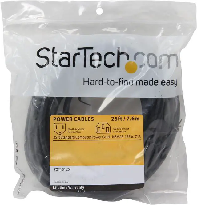 Alt view image 3 of 3 - StarTech.com Model PXT10125 25 ft. Standard Computer Power Cord - NEMA5-15P to C13