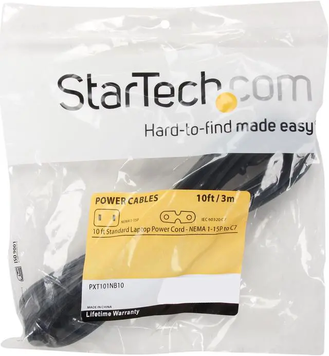 Alt view image 3 of 3 - StarTech.com Model PXT101NB10 10 ft. Standard Laptop Power Cord