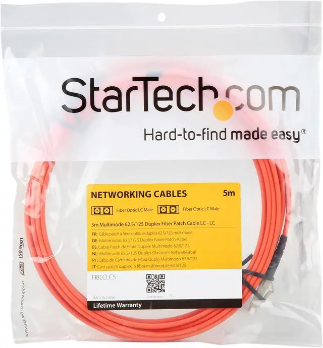 Alt view image 3 of 3 - StarTech.com FIBLCLC5 16.4 ft. Multimode 62.5/125 Duplex Fiber Patch Cable LC - LC