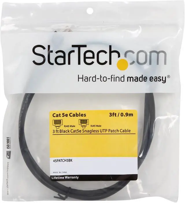 Alt view image 3 of 3 - StarTech.com 45PATCH3BK 3 ft. Cat 5E Black Cat. 5E UTP Patch Cable