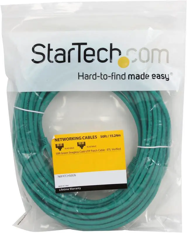 Alt view image 3 of 3 - StarTech.com N6PATCH50GN 50 ft. Green RJ45 UTP Cat6 Patch Cable