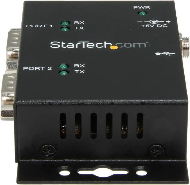 Alt view image 2 of 5 - StarTech.com ICUSB2322I USB to Serial Adapter - 2 Port - Wall Mount - Din Rail Clips - Industrial - COM Port Retention - FTDI - DB9