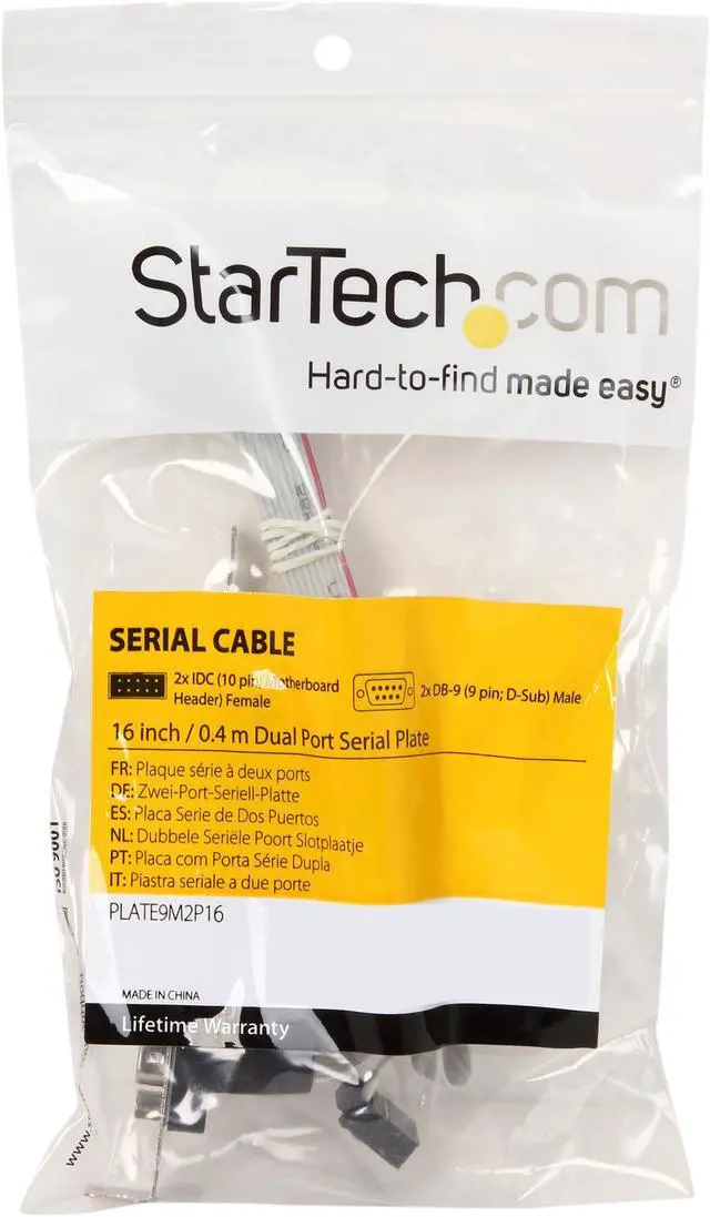 Alt view image 3 of 3 - StarTech.com Model PLATE9M2P16 16" 2 Port DB9 Serial Port Bracket to 10 Pin Header
