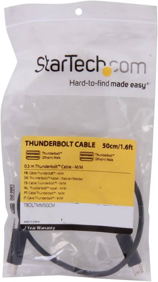 Alt view image 3 of 3 - StarTech.com Model TBOLTMM50CM 1.6 ft. (0.5m) Thunderbolt Cable Male to Male