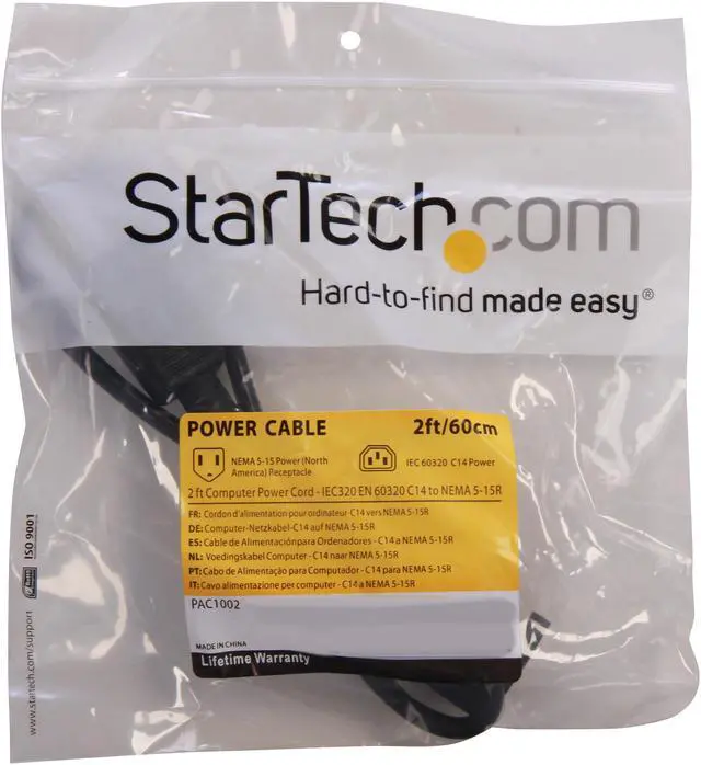 Alt view image 3 of 3 - StarTech.com Model PAC1002 2 ft. Computer Power Cord