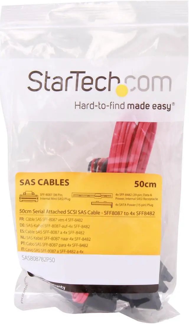 Alt view image 3 of 3 - StarTech.com Model SAS808782P50 1.6 ft. Internal Serial Attached SCSI Mini SAS Cable