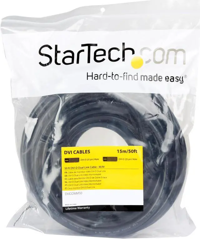 Alt view image 3 of 3 - StarTech.com DVIDDMM50 Black Connector on First End: 1 x 24-pin DVI-D (Dual-Link) Male Connector on Second End: 1 x 24-pin DVI-D (Dual-Link) Male 50 ft DVI-D Dual Link Digital Video Monitor Cable - M/M