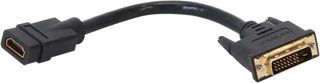 Alt view image 2 of 5 - StarTech.com HDDVIFM8IN 8in HDMI to DVI-D Video Cable Adapter - HDMI Female to DVI Male - HDMI to DVI Dongle Adapter Cable
