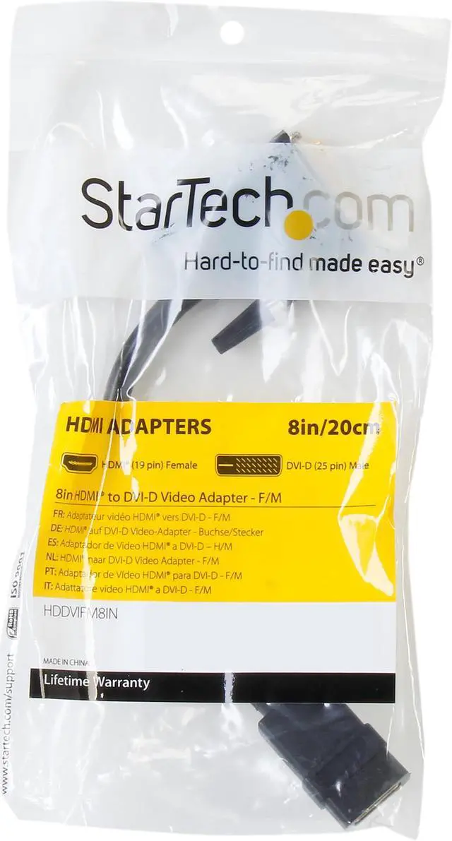 Alt view image 5 of 5 - StarTech.com HDDVIFM8IN 8in HDMI to DVI-D Video Cable Adapter - HDMI Female to DVI Male - HDMI to DVI Dongle Adapter Cable