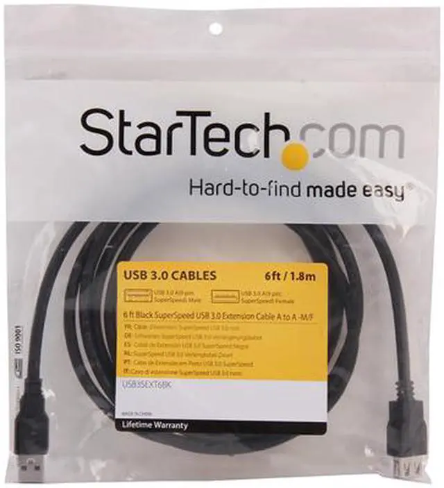 Alt view image 3 of 3 - StarTech.com 6 ft Black SuperSpeed USB 3.0 Extension Cable A to A - M/F