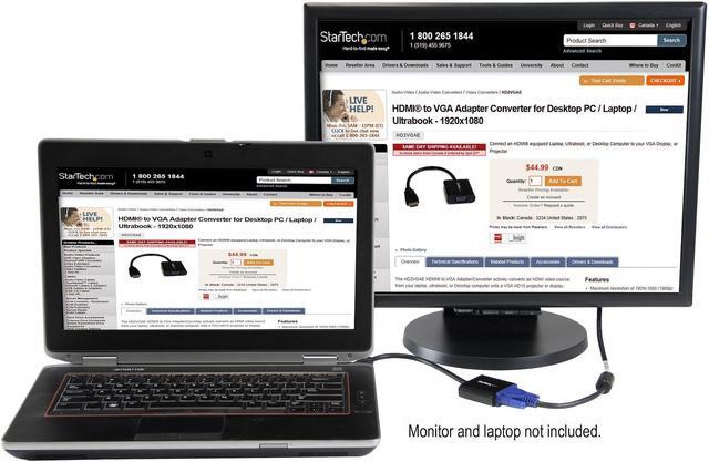 Alt view image 5 of 5 - StarTech.com HD2VGAE2 HDMI to VGA Adapter - 1080p - 1920 x 1080 - Black - HDMI Converter - VGA to HDMI Monitor Adapter - 1 pack