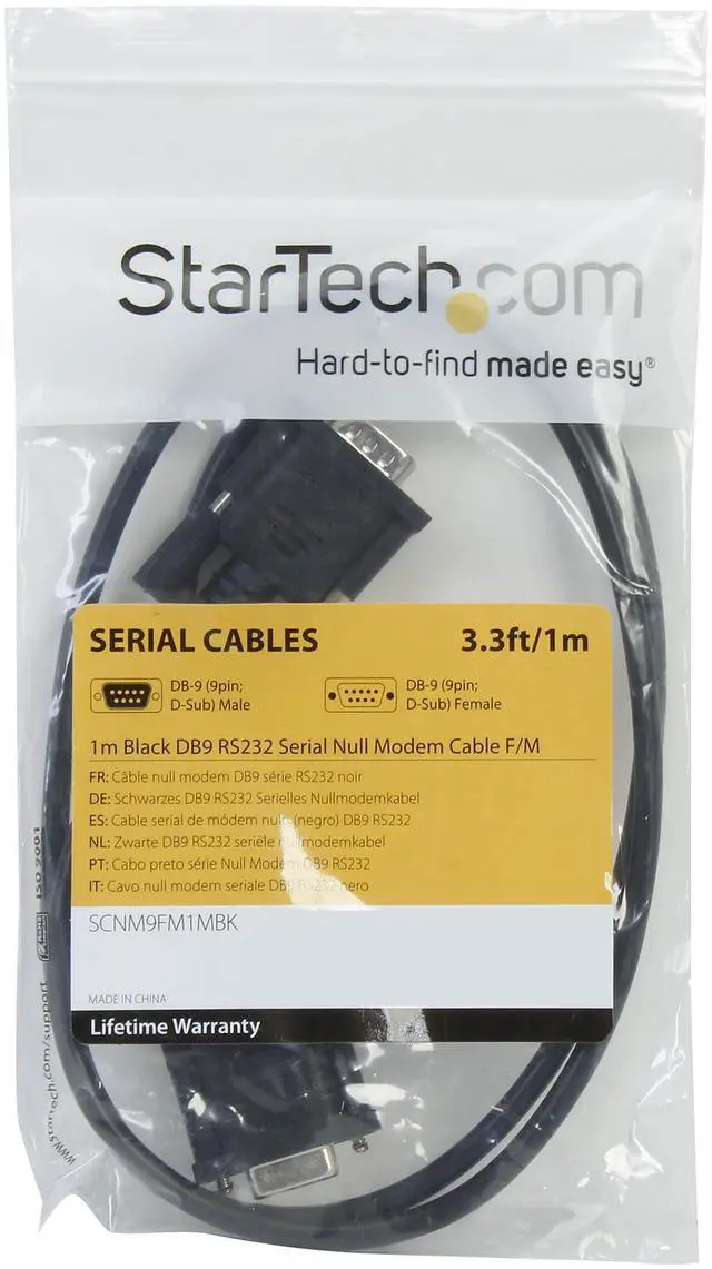 Alt view image 3 of 3 - StarTech.com 1m Black DB9 RS232 Serial Null Modem Cable F/M
