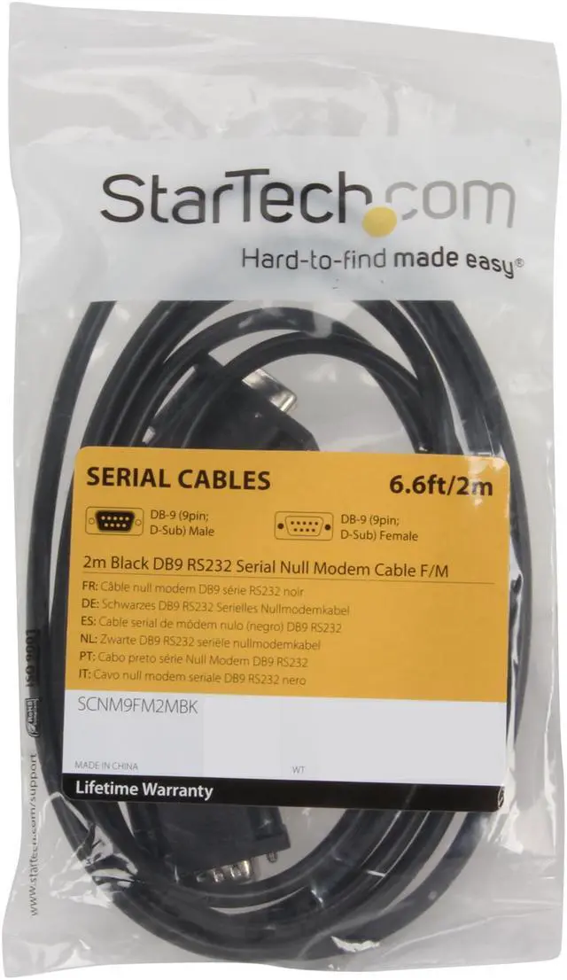 Alt view image 3 of 3 - StarTech SCNM9FM2MBK 2m Black DB9 RS232 Serial Null Modem Cable F/M