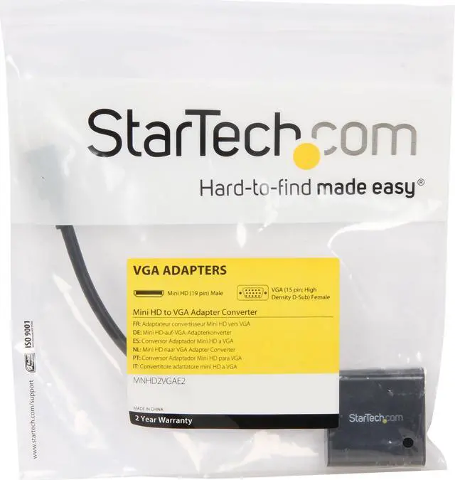 Alt view image 3 of 3 - StarTech.com MNHD2VGAE2 Mini HDMI to VGA Adapter Converter for Digital Still Camera / Video Camera - 1920x1080 - Mini HDMI Male to VGA HD15 Female