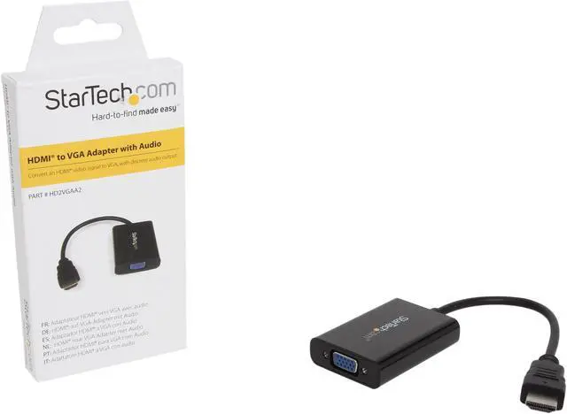 Alt view image 5 of 5 - StarTech.com HD2VGAA2 HDMI to VGA Adapter - With Audio - 1080p - 1920 x 1200 - Black - HDMI Converter - VGA to HDMI Monitor Adapter