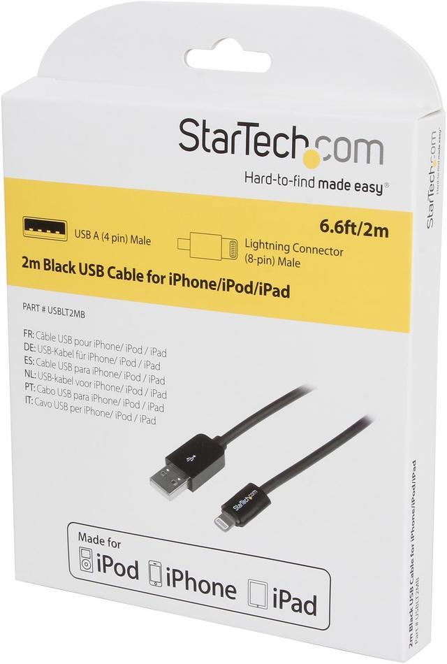 riem roddel Winderig StarTech USBLT2MB 2m (6 ft.) Long Black Apple 8-pin Lightning Connector to  USB Cable for iPhone / iPod / iPad - Charge and Sync Cable Lightning Cables  - Newegg.com