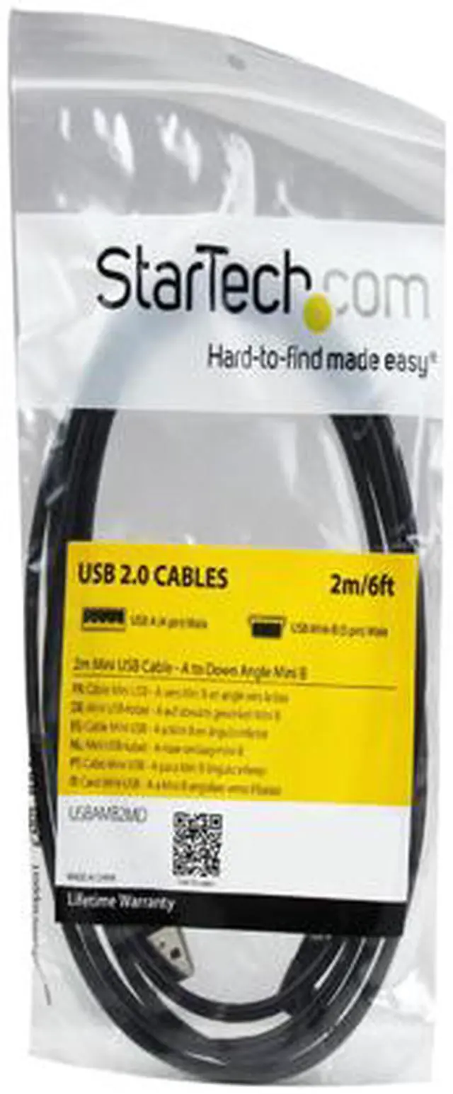 Alt view image 6 of 6 - StarTech USBAMB2MD 2m Mini USB A to Down Angle Mini B Cable - Black