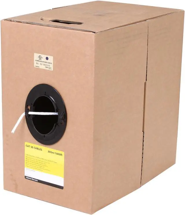 Alt view image 3 of 3 - StarTech.com WIR5ECMRWH 1000 ft. Cat 5E White Solid UTP Riser Ethernet Cable - Bulk Roll