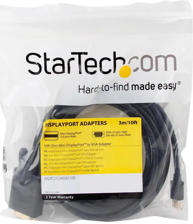 Alt view image 3 of 3 - StarTech.com Model MDP2VGAMM10B Mini DisplayPort to VGA Adapter Converter Cable 1920 x 1200 Male to Male