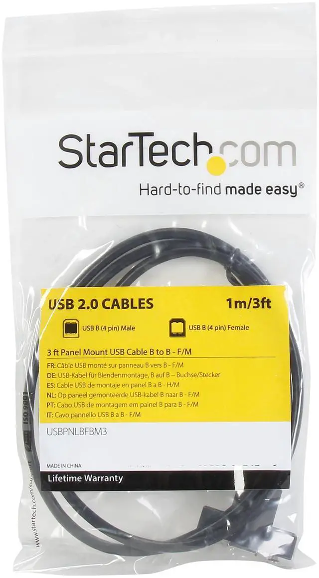 Alt view image 3 of 3 - StarTech.com USBPNLBFBM3 Black Panel Mount USB Cable B to B