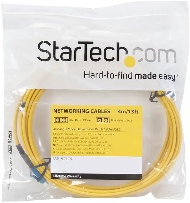 Alt view image 3 of 3 - StarTech.com SMFIBLCLC4 13.12 ft. (4m) Single Mode Duplex Fiber Patch Cable LC-LC M-M Male to Male