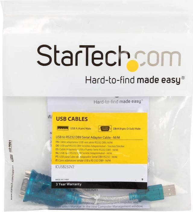 Alt view image 3 of 3 - StarTech.com ICUSB232V2 USB to Serial Adapter - Prolific PL-2303 - 1 port - DB9 (9-pin) - USB to RS232 Adapter Cable - USB Serial