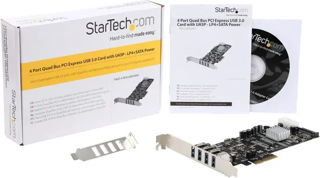 Alt view image 6 of 5 - StarTech.com PEXUSB3S44V 4 Port PCI Express (PCIe) SuperSpeed USB 3.0 Card Adapter w/ 4 Dedicated 5Gbps Channels - UASP - SATA / LP4 Power