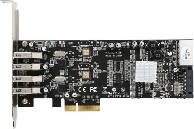 Alt view image 4 of 5 - StarTech PEXUSB3S42V 4 Port Dual Bus PCI Express (PCIe) SuperSpeed USB 3.0 Card Adapter with UASP - SATA/LP4 Power