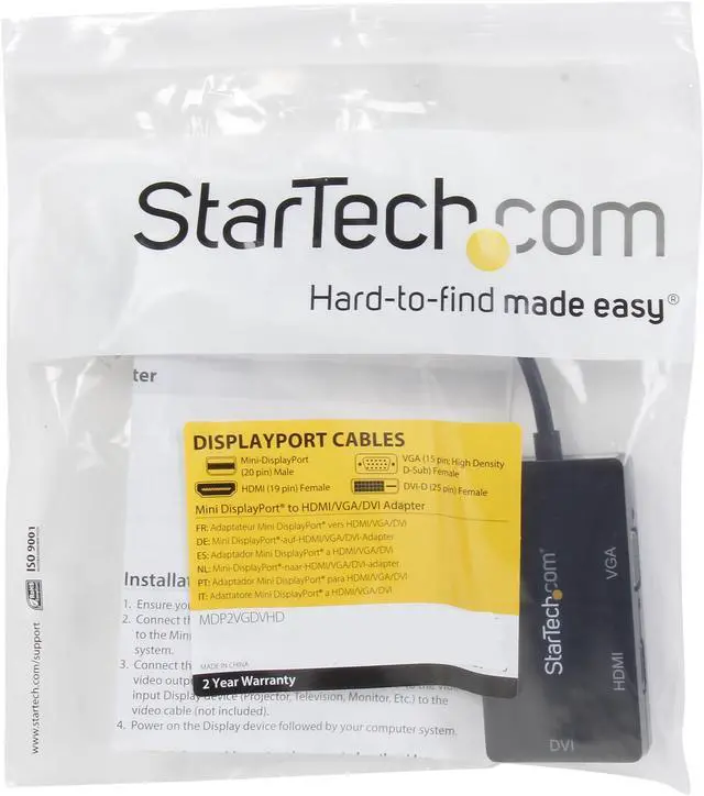 Alt view image 5 of 5 - StarTech.com MDP2VGDVHD Mini DisplayPort Adapter - 3-in-1 - 1080p - Monitor Adapter - Mini DP to HDMI / VGA / DVI Adapter Hub