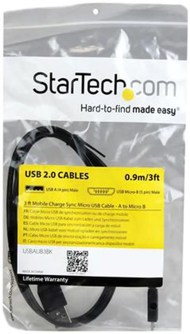 Alt view image 3 of 3 - StarTech.com 3 ft Mobile Charge Sync USB to Slim Micro USB Cable for Smartphones and Tablets - A to Micro B