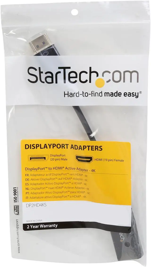 Alt view image 4 of 4 - StarTech.com DP2HD4KS DisplayPort to HDMI 4K Audio / Video Converter – DisplayPort 1.2 to HDMI Active Adapter for DP-enabled Computers – 4K @ 30Hz