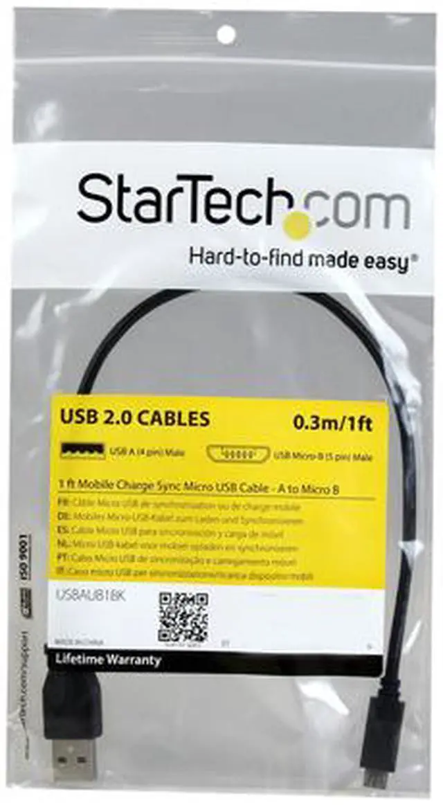 Alt view image 3 of 3 - StarTech.com 1 ft Mobile Charge Sync USB to Slim Micro USB Cable for Smartphones and Tablets - A to Micro B