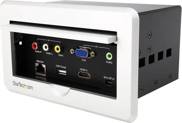 Main image of StarTech  BOX4HDECP  Conference Table Connectivity Box - HDMI / VGA / Mini DisplayPort to HDMI Output with Fast Charge USB Port