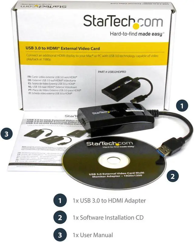 Alt view image 6 of 6 - StarTech.com USB32HDPRO USB 3.0 to HDMI External Multi Monitor Video Graphics Adapter for Mac & PC - DisplayLink Certified USB Video Card - HD 1080p