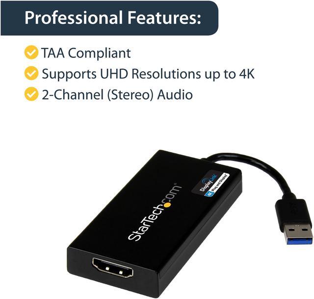 Alt view image 3 of 6 - StarTech.com USB32HD4K USB 3.0 to HDMI Display Adapter 4K Ultra HD, DisplayLink Certified, Video Converter w/ External Graphics Card - Mac & Windows