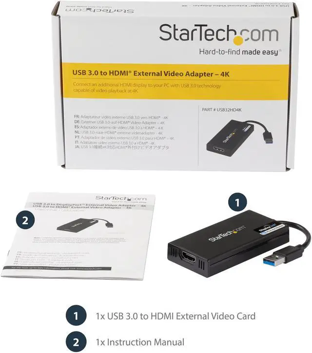 Alt view image 6 of 6 - StarTech.com USB32HD4K USB 3.0 to HDMI Display Adapter 4K Ultra HD, DisplayLink Certified, Video Converter w/ External Graphics Card - Mac & Windows