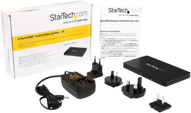 Alt view image 6 of 5 - StarTech ST124HD4K 4K HDMI Splitter - 4k 30 Hz - 4 Port - Aluminum - Backward Compatible - HDMI Multi Port - HDMI Hub