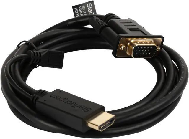 Alt view image 2 of 3 - StarTech.com HD2VGAMM6 HDMI to VGA Cable - 6 ft / 2m - 1080p - 1920 x 1200 - Active HDMI Cable - Monitor Cable - Computer Cable