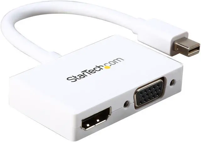 Alt view image 2 of 3 - StarTech.com MDP2HDVGAW Travel A/V Adapter - 2-in-1 Mini DisplayPort to HDMI or VGA Converter - mDP to HDMI or VGA Adapter w/ Compact Portable Design