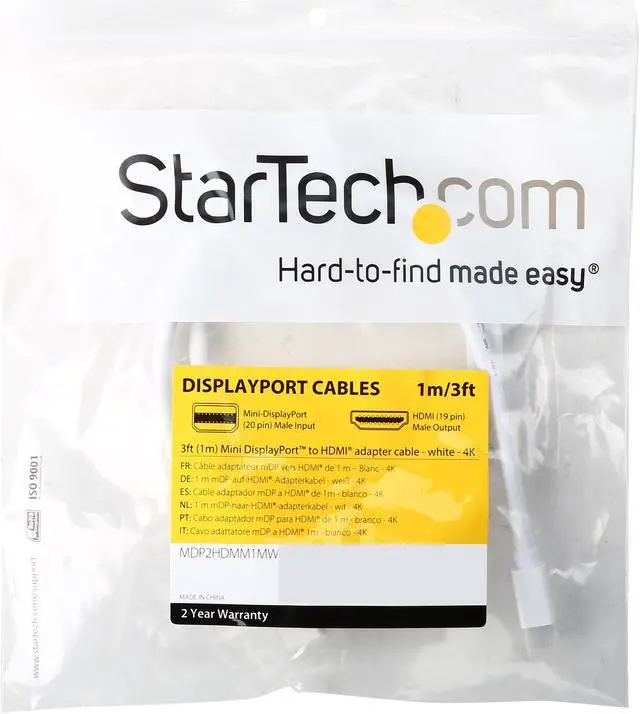 Alt view image 3 of 3 - StarTech.com Model MDP2HDMM1MW Mini DisplayPort to HDMI converter cable - 4K Male to Male