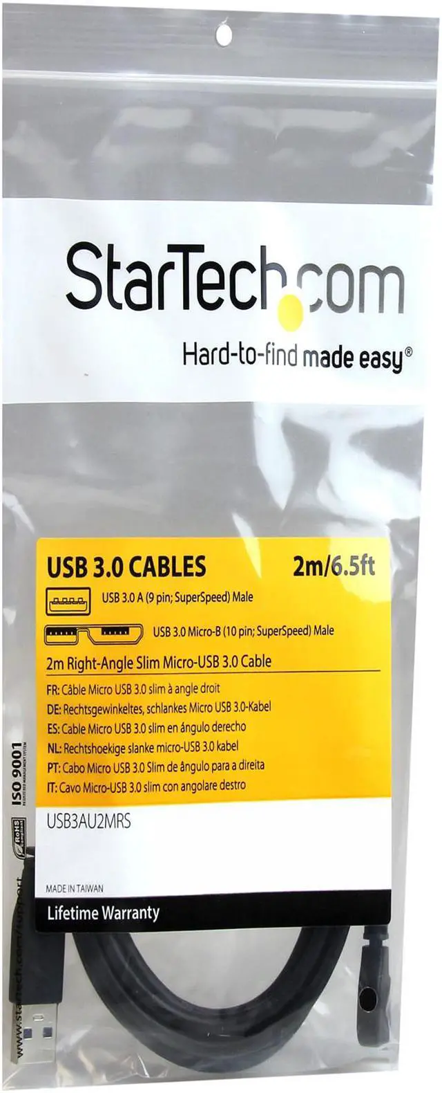 Alt view image 4 of 4 - StarTech.com 2m 6 ft Slim Micro USB 3.0 Cable - USB 3.0 A to Right-Angle Micro USB - USB 3.1 Gen 1 (5 Gbps)