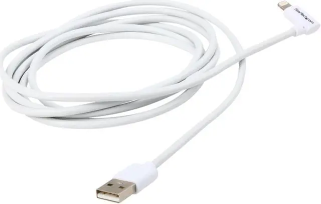 Alt view image 2 of 3 - StarTech.com USBLT2MWR Angled Lightning to USB Cable - 2m (6ft) - White - Apple MFi Certified