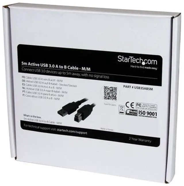 Alt view image 4 of 4 - StarTech.com 5m 15 ft Active USB 3.0 USB-A to USB-B Cable - M/M - USB A to B Cable - USB 3.1 Gen 1 (5 Gbps)