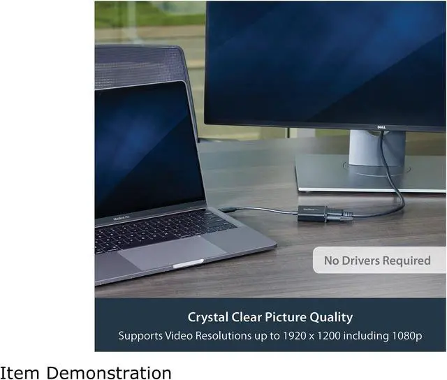 Alt view image 3 of 6 - StarTech.com CDP2VGA USB-C to VGA Adapter - Thunderbolt 3 Compatible - USB C Adapter - USB Type C to VGA Dongle Converter