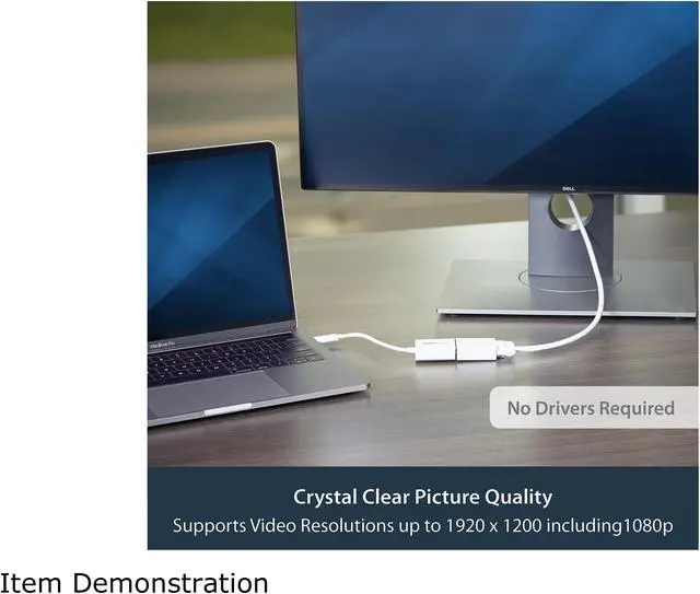 Alt view image 3 of 6 - StarTech.com CDP2VGAW USB-C to VGA Adapter - White - 1080p - Video Converter For Your MacBook Pro / Projector / VGA Display (CDP2VGAW)